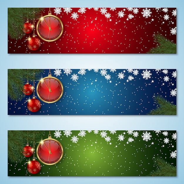 Banners coloridos de natal e ano novo