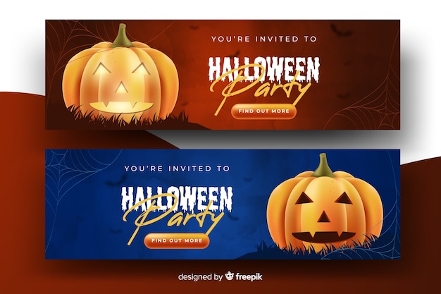 Banners de abóbora de halloween realista