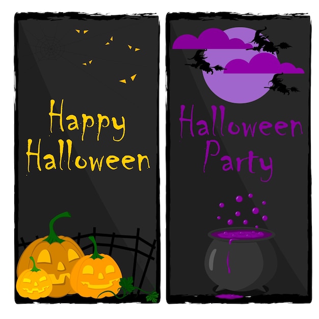 Banners de adesivos de Halloween feliz e festa