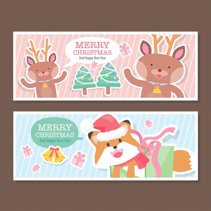 Banners de coleção de Natal bonito dos desenhos animados