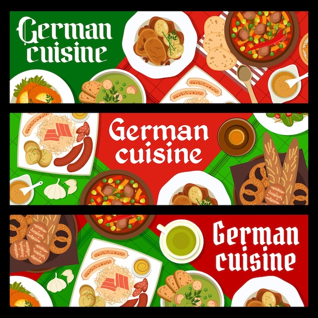 Banners de cozinha alemã com chucrute schnitzel