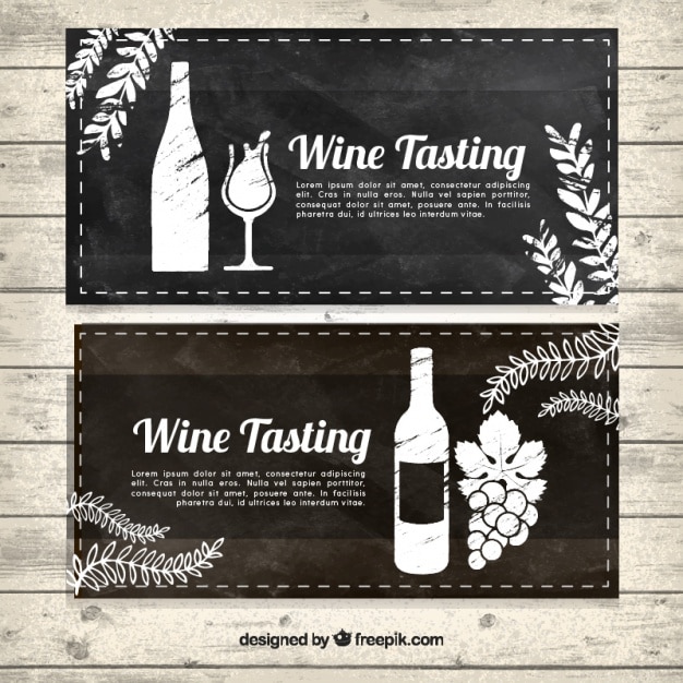 Banners de degustação de vinhos no estilo do vintage