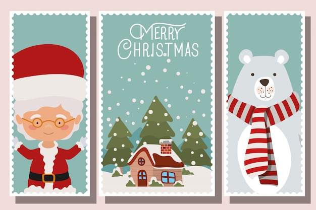 Banners de feliz natal com personagens