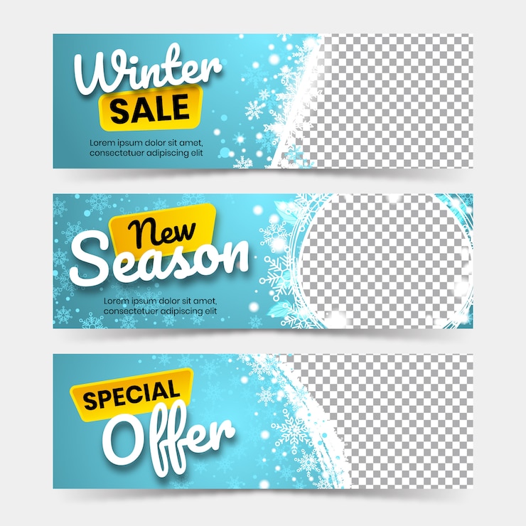 Vetor banners de grande venda de inverno