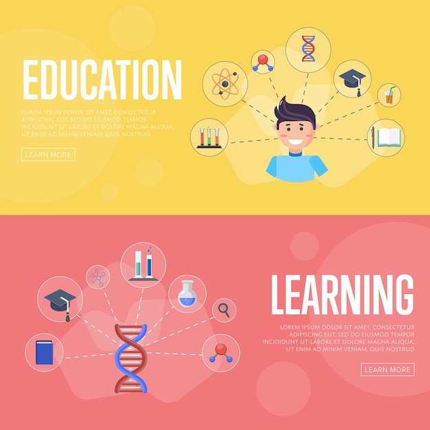 Banners de infográficos de educação