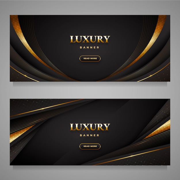 Banners de luxo gradiente dourado