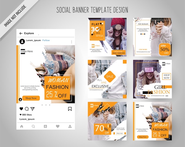Banners de mídia social de moda para marketing digital
