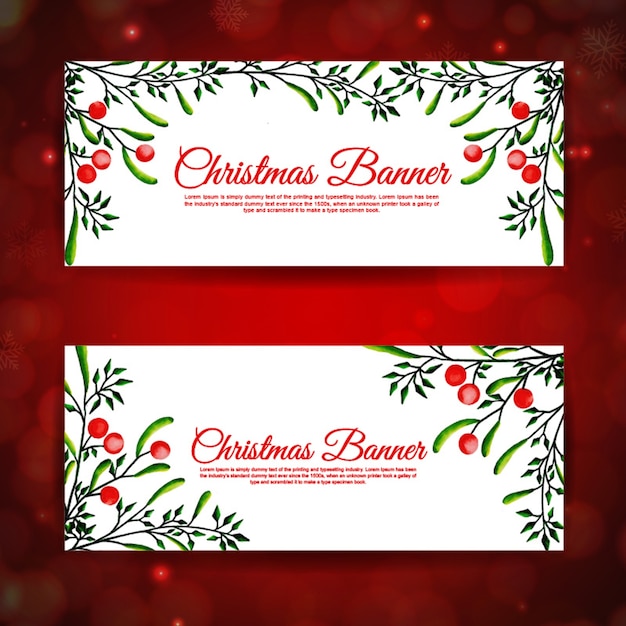 Vetor banners de natal de aquarela