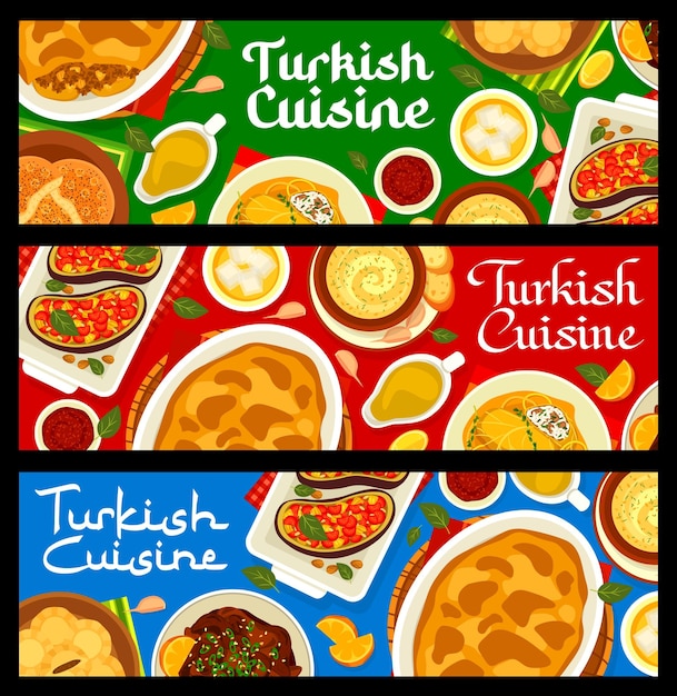 Banners de refeição de menu de cozinha turca comida halal árabe