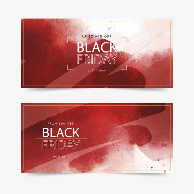 Banners de sexta-feira preta com mancha em aquarela