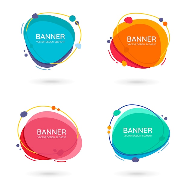 Banners de vetor abstrato de forma livre moderna design plano de cores diferentes com espaço de texto