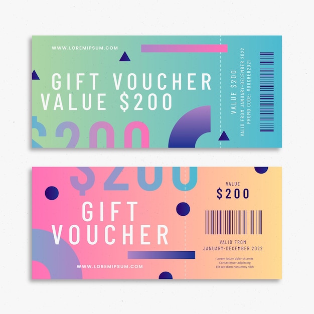 Banners de voucher de presente gradiente