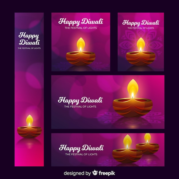 Banners de web realista diwali