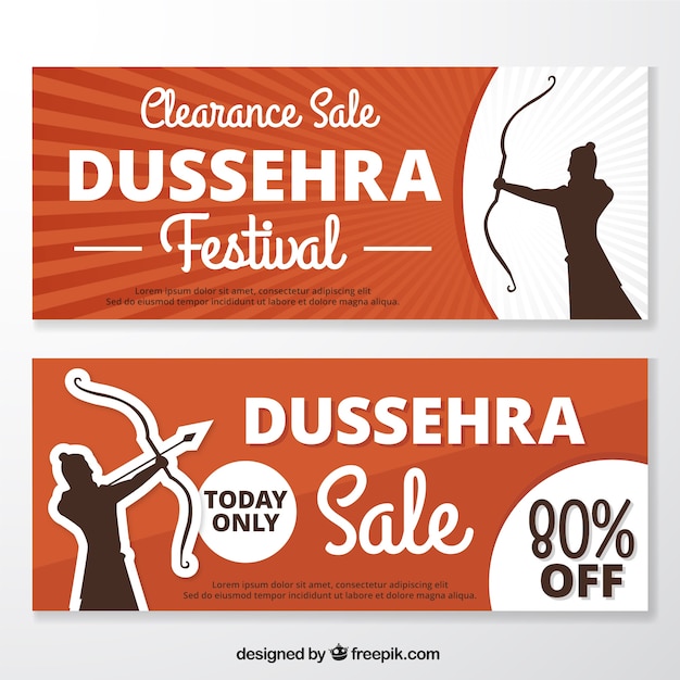 Vetor banners desconto dussehra