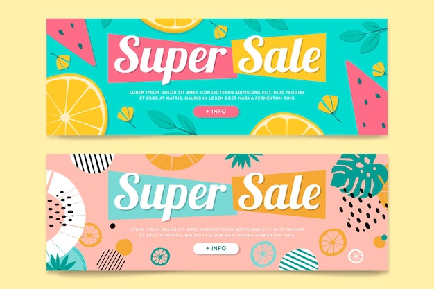 Banners horizontais com frutas