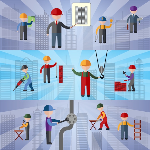 Banners plana de construção