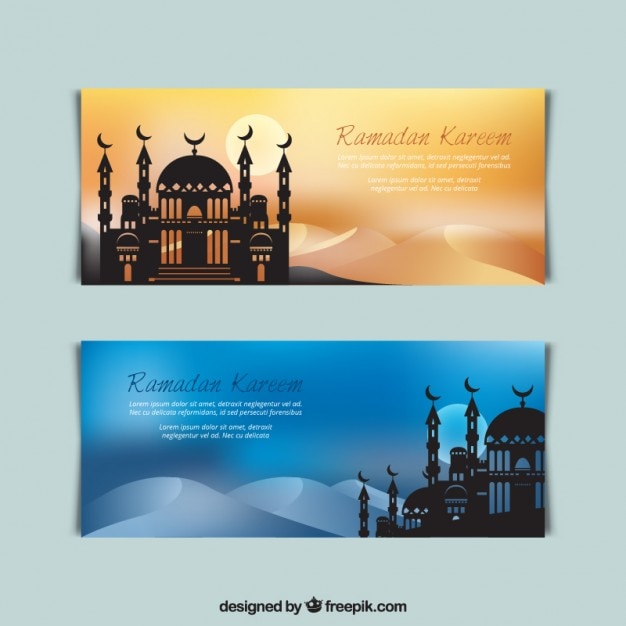 Banners ramadan com mesquita