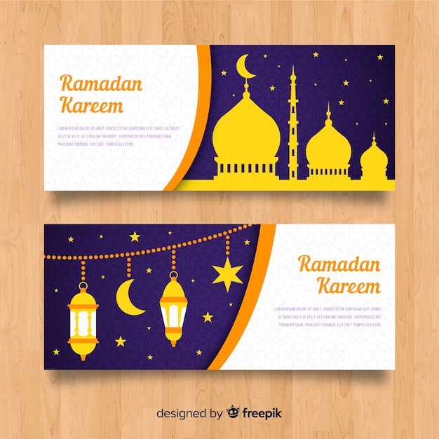 Vetor banners ramadan plana