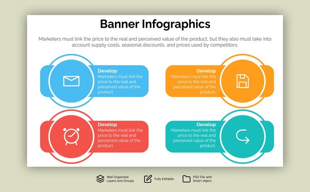 banners realistas coloridos vetoriais para etapas infográficas