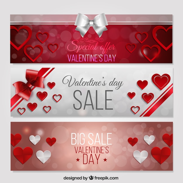 Vetor banners venda valentine embalar