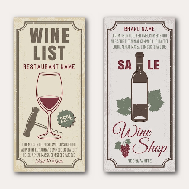 Banners verticais de vinho com cacho de garrafa e copo de uva