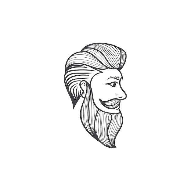 Barba, corte de cabelo, ilustração, mão, desenhado