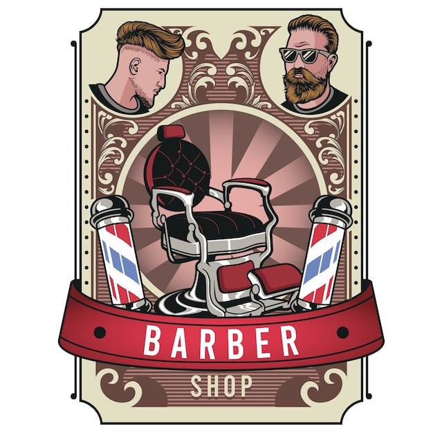 Vetor barbearia vintage colorida