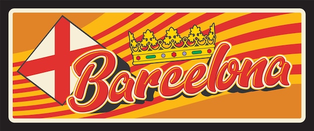 Barcelona espanha cidade espanhola placa de viagem retro