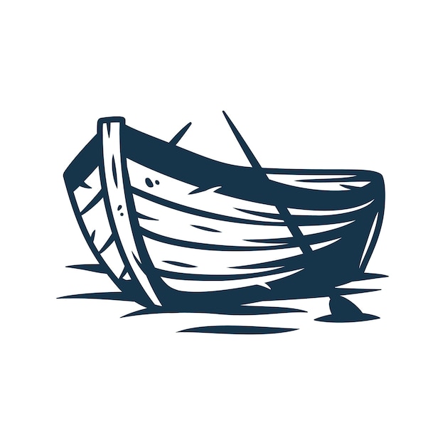 Barco de madeira nas ondas ou e remo