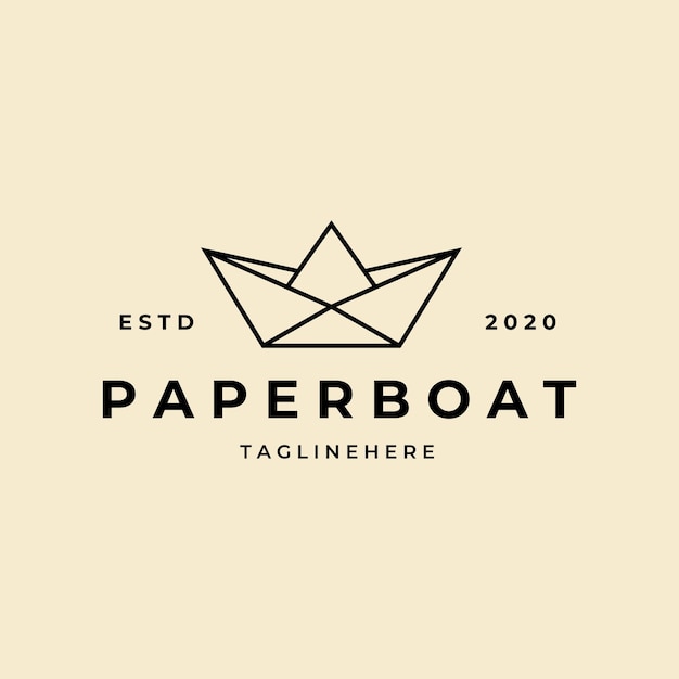 Barco de papel linha arte minimalista logotipo vetor símbolo ilustração design