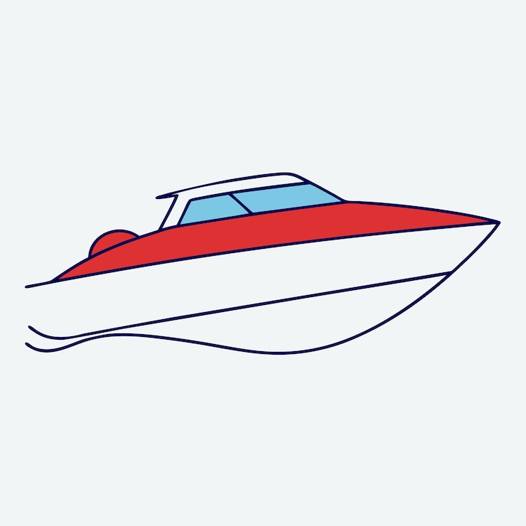 Vetor barco de velocidade na água