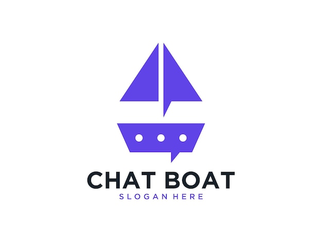 Barco moderno com design de logotipo de bate-papo de bolha