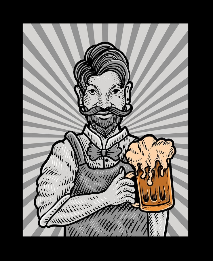 Vetor barman vintage de ilustração com estilo hipster