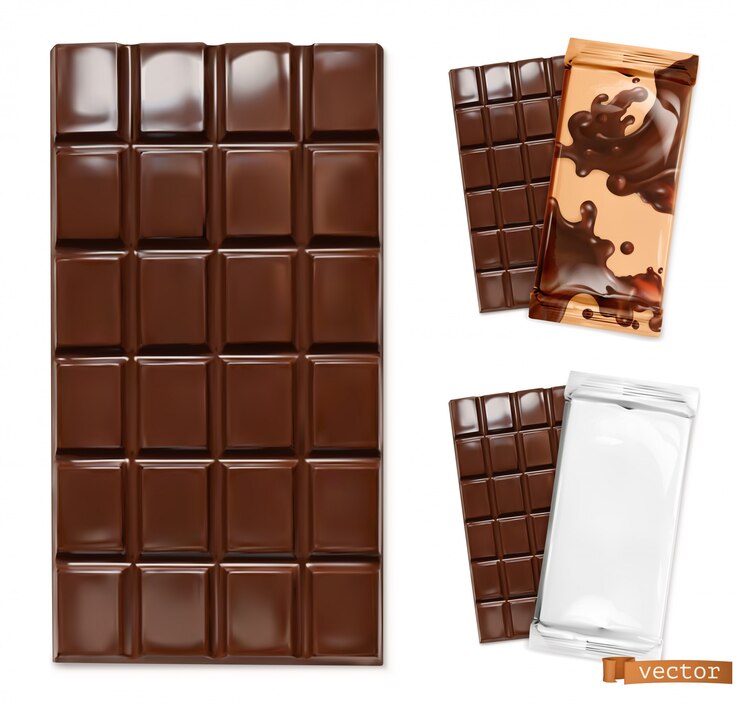 Vetor barra de chocolate e ilustração de embalagens de chocolate