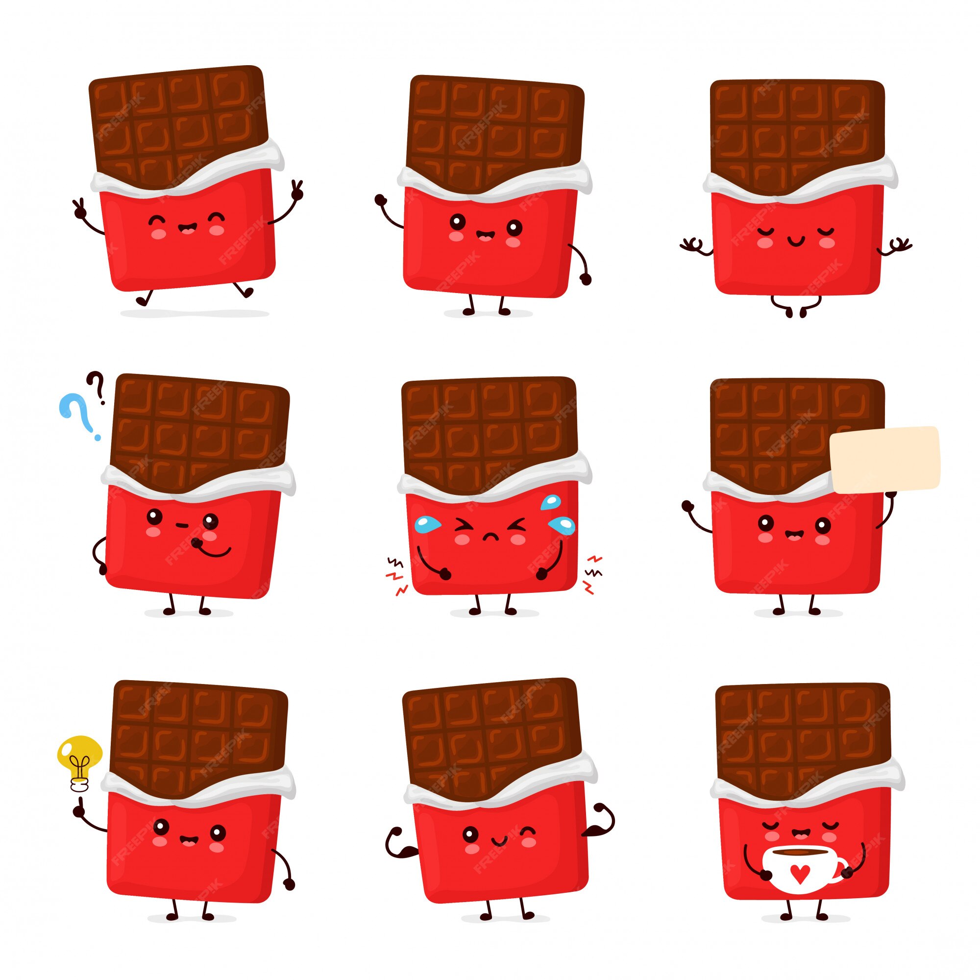 personagens fofinhos para chocolate um conjunto completo 11542846 Vetor no  Vecteezy