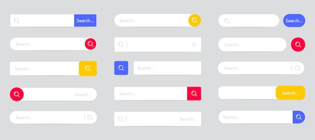 Barra de pesquisa para design de UI UX, aplicativo e site. Modelo de caixas de pesquisa www. Painel de pesquisa. Procurar