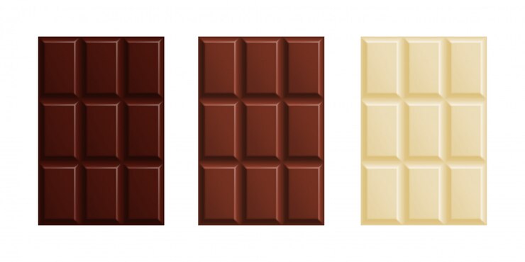 Barras de chocolate branco e preto