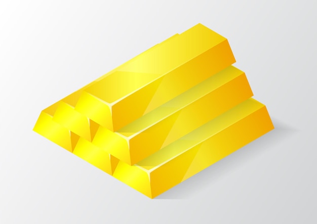 Vetor barras de ouro presas isométricas isoladas no fundo