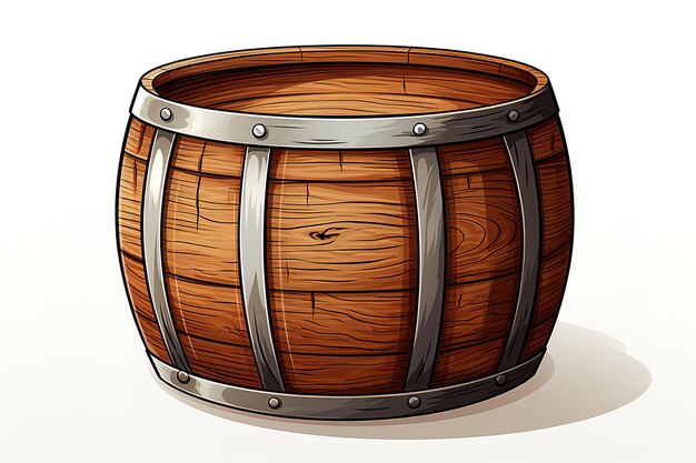 Vetor barril de madeira para vinho ou outras bebidas estampado com anéis de ferro em um vetor 3d de fundo branco