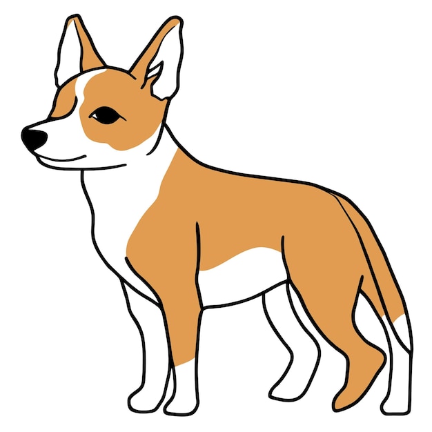 Vetor basenji cão mão desenhada cartoon adesivo ícone conceito ilustração isolada