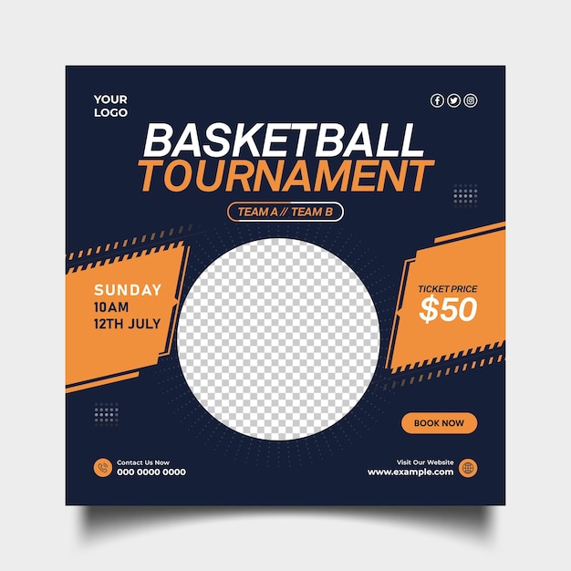 basketball tournament sunday july 12th tickets available social media post design