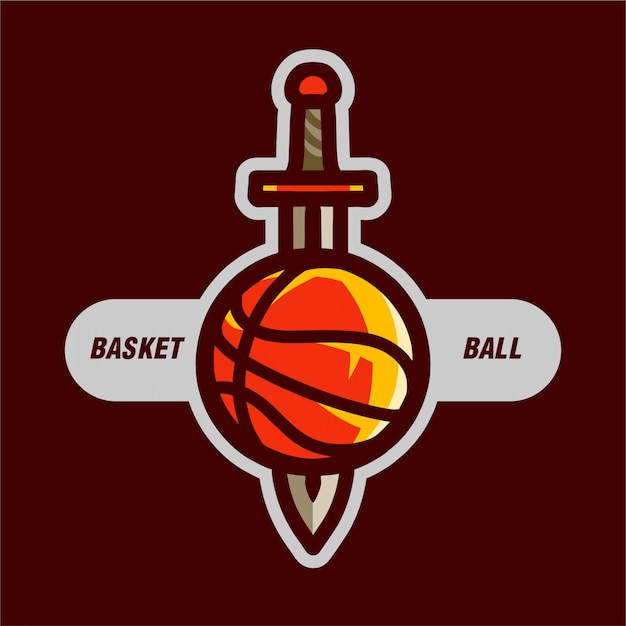 Basquete com espada para logo de esporte