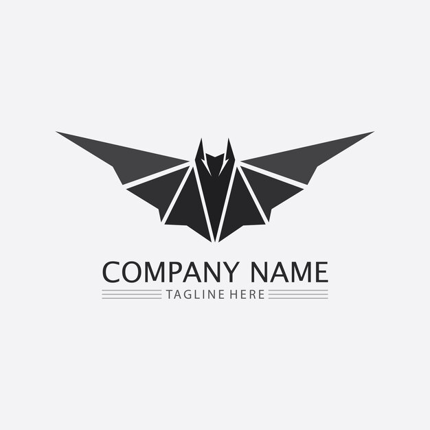 Bat logotipo animal e vetor, asas, preto, halloween, vampiro, gótico, ilustração, ícone de morcego de design
