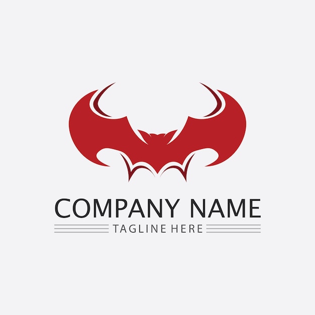 Bat logotipo animal e vetor, asas, preto, halloween, vampiro, gótico, ilustração, ícone de morcego de design