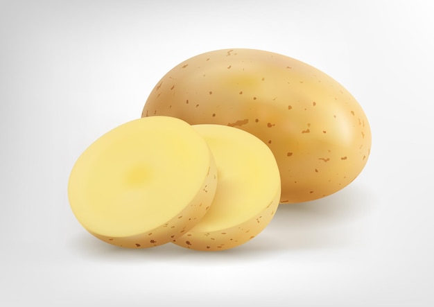 batata com fatias em fundo branco