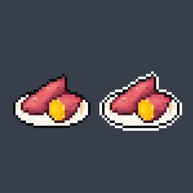 Vetor batata-doce cozida em estilo pixel art