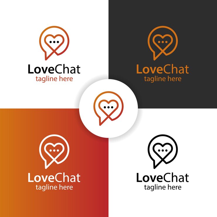 Bate-papo de amor linear simples falando design de logotipo de romance para modelo de símbolo de ícone de vetor de namoro