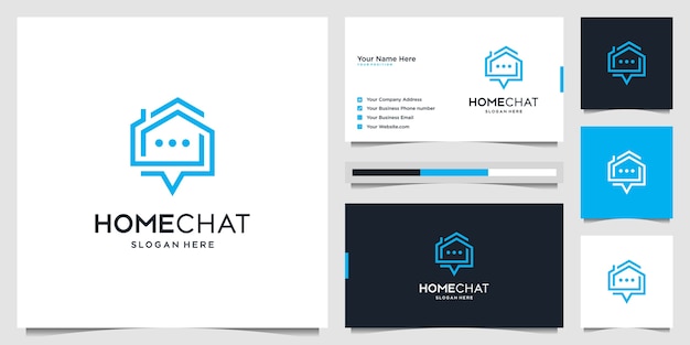 Bate-papo em casa criativo combina ícone casa, conversa e bolha. ícone do símbolo logotipo do aplicativo social e cartão de visita