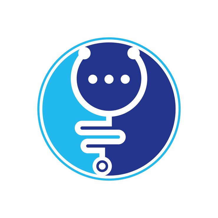 Vetor bate-papo médico e design de logotipo de vetor de conversa médico ajuda e consulta conceito de logotipo