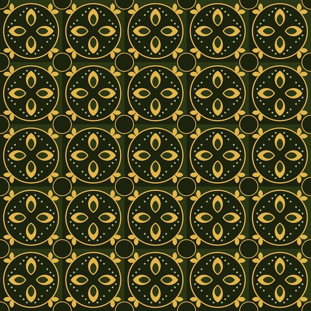 Batik clássico sem costura de fundo. papel de parede de mandala geométrica de luxo. elegante motivo floral tradicional na cor verde